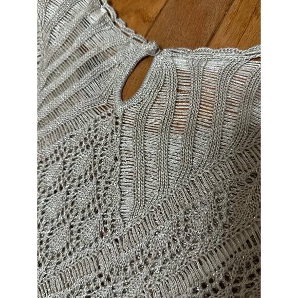 Lauren Ralph Lauren Metallic Linen Blend Crochet Sweater Dress XL Pewter NWT - Picture 11 of 14